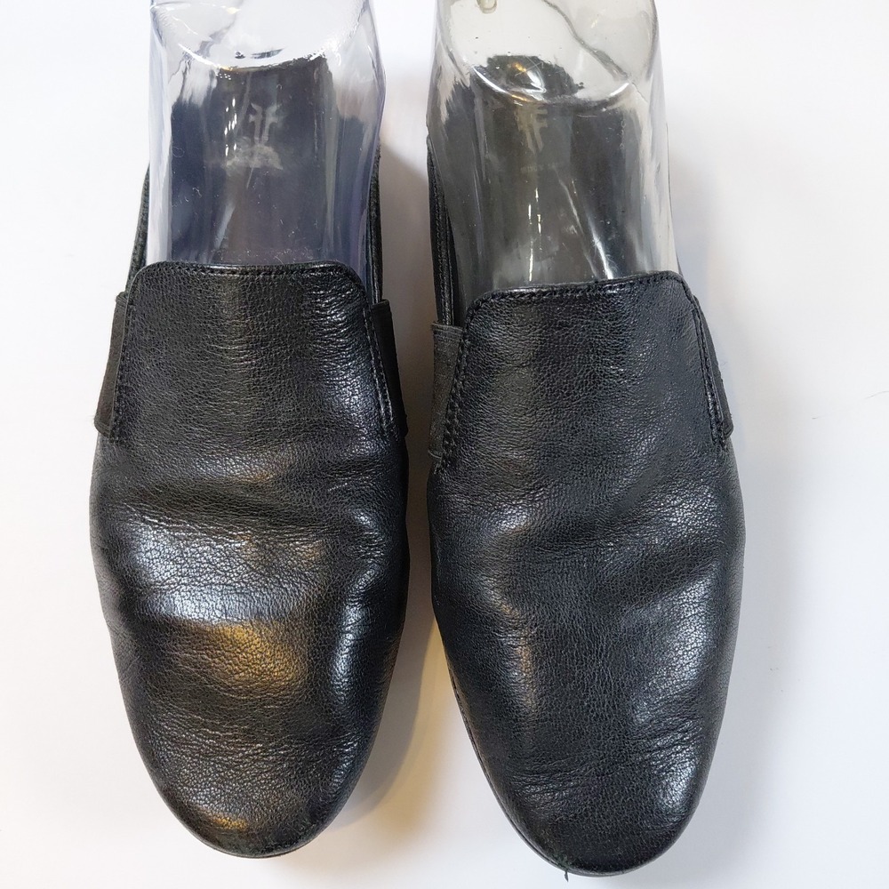 Frye Terri Gore Mules Black Leather Flat Slip On Shoes 7M Elastic Side Open Back